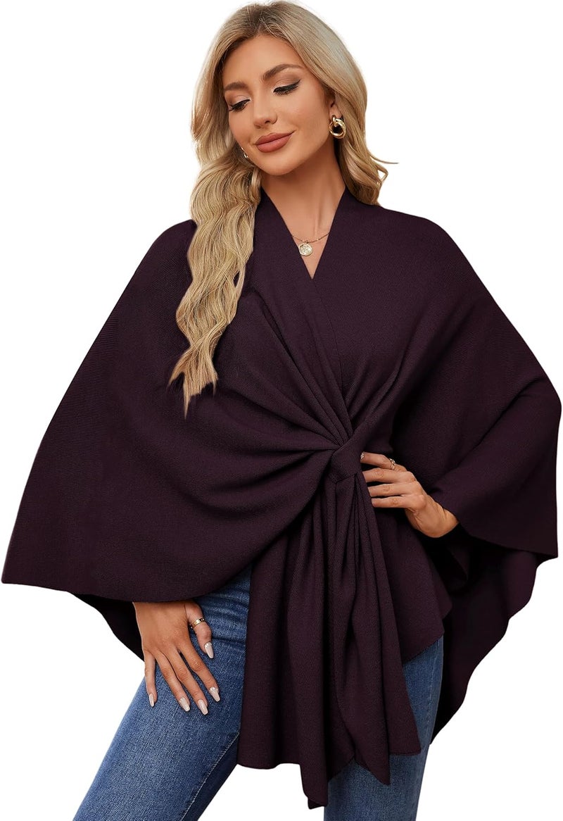 Puli Women's Elegant Shawl Wraps Soft Open Front Poncho Sweater for Spring Fall Winter - Image 1